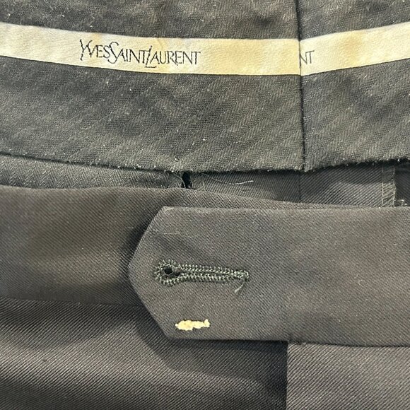 Yves Saint Laurent Dress Pants Mens Black Solid Classic Pleat Front Trousers - Picture 3 of 9
